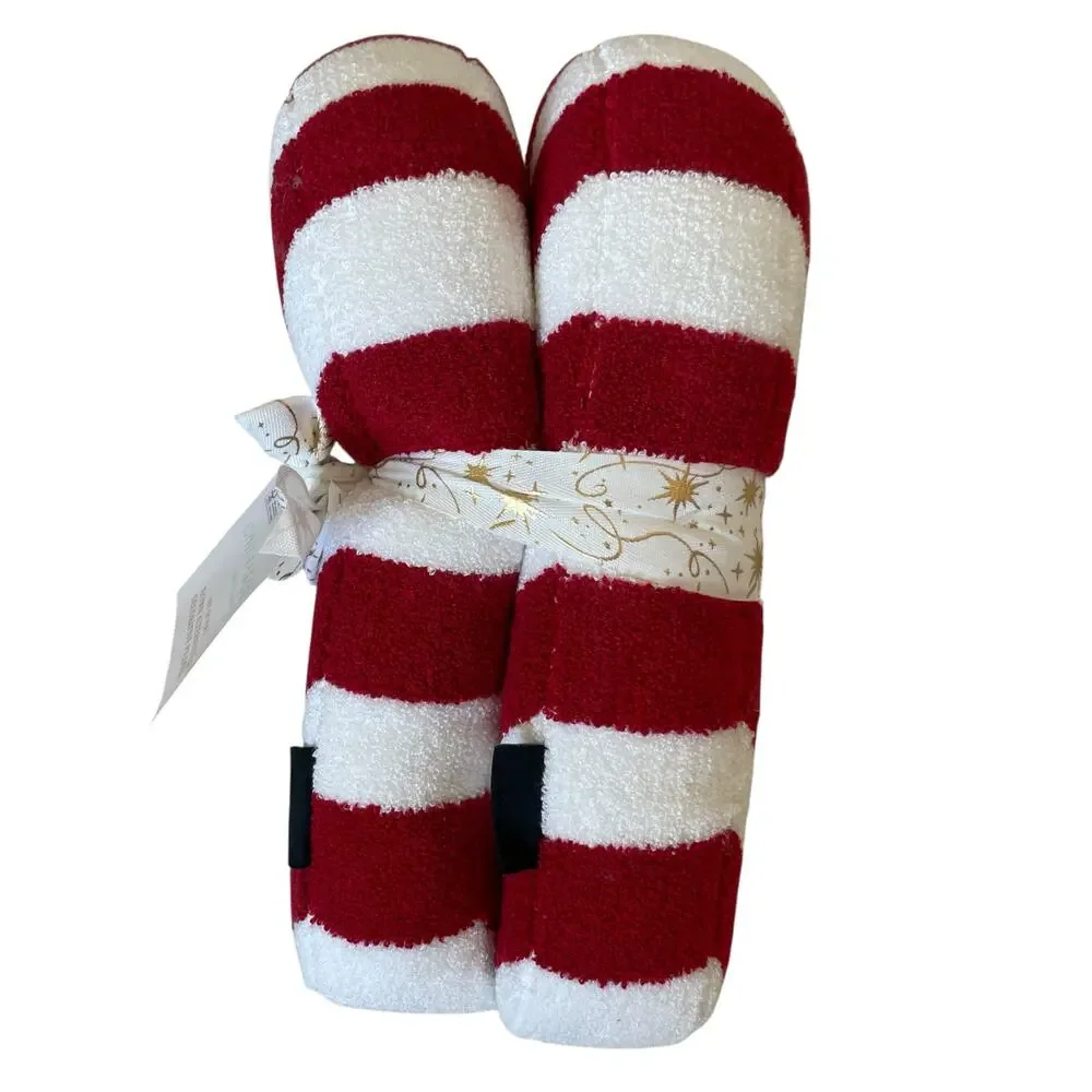 Christmas Candy Cane Pillow PAIR 16in Cynthia Rowley Red & White Striped New